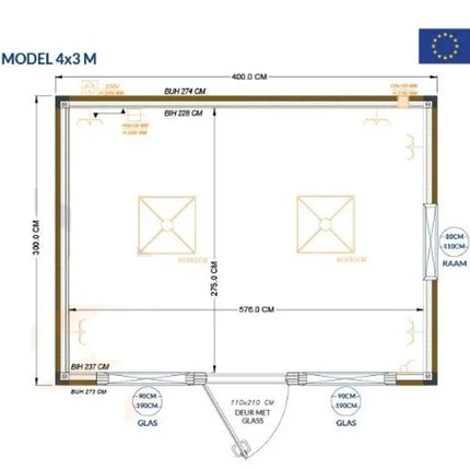 Neuer 4x3 Meter Bürocontainer